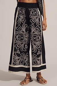The Somerset Printed-Linen Pull-On Pants