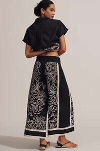 The Somerset Printed-Linen Pull-On Pants