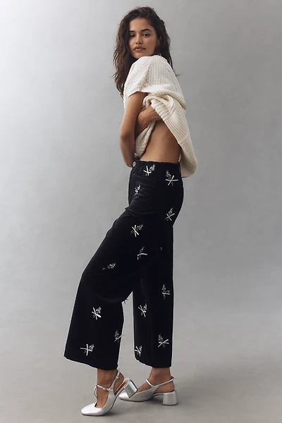 The Colette 3D Bouquets Crop Pants by Maeve