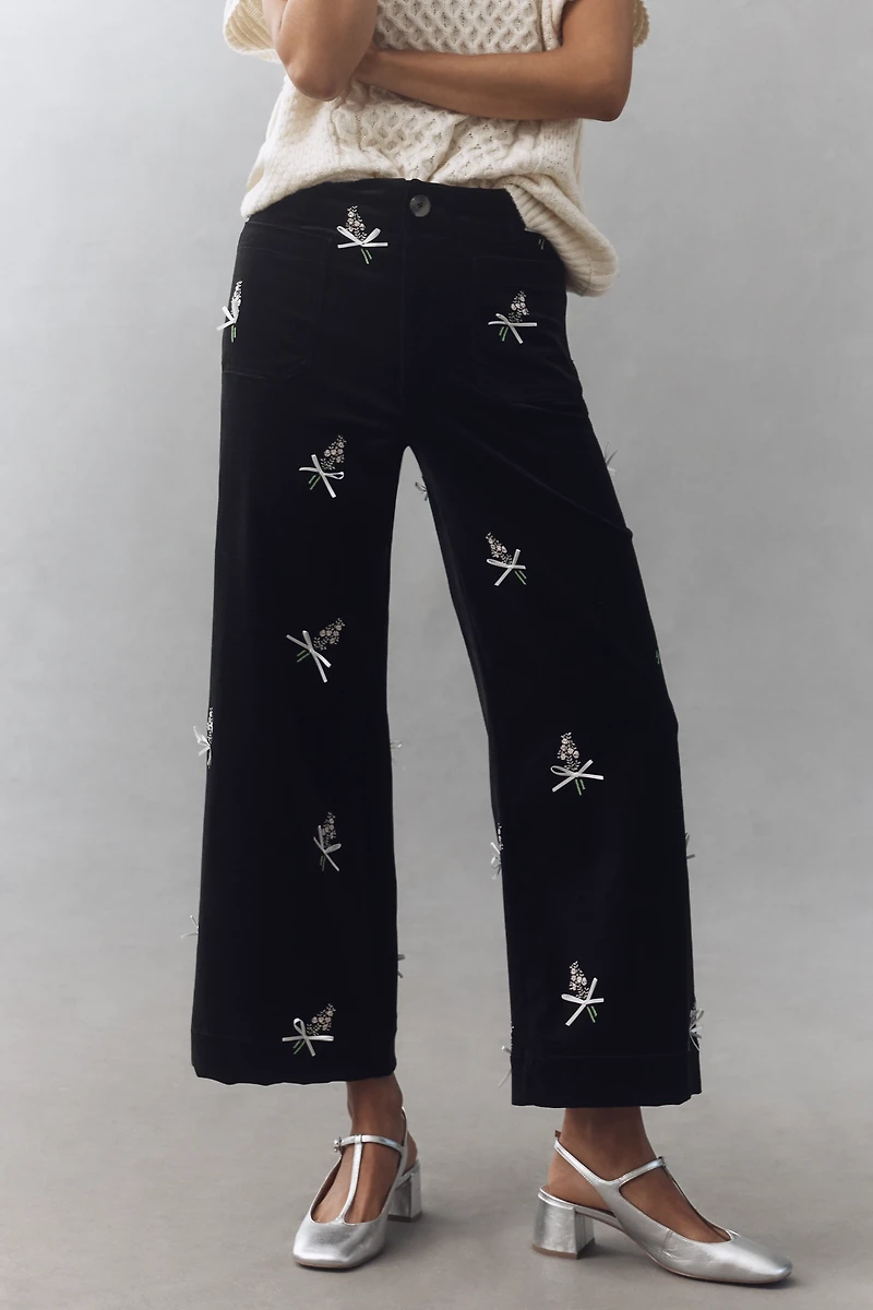 The Colette 3D Bouquets Crop Pants by Maeve