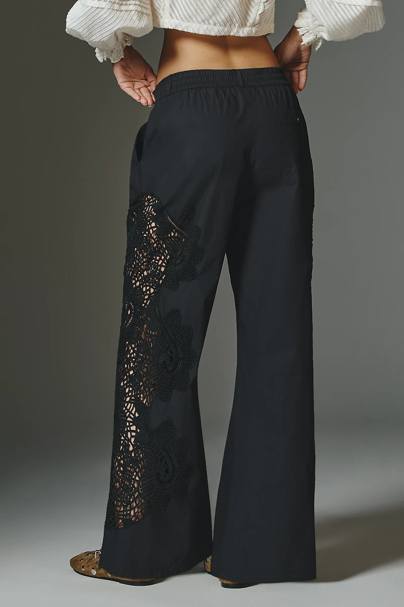 The Brooklin Embroidered Track Pants by Maeve