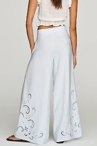By Anthropologie Cutwork Palazzo Pants
