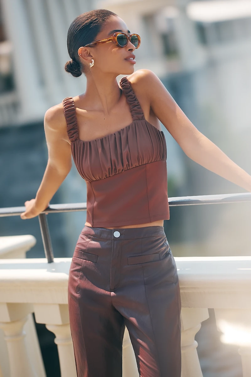 Siempre Faux-Leather High-Rise Flare Pant