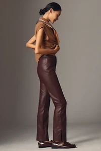Siempre Faux-Leather High-Rise Flare Pant