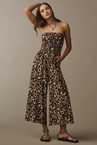 Bishop + Young Elva Strapless Tie-Front Leopard Jumpsuit