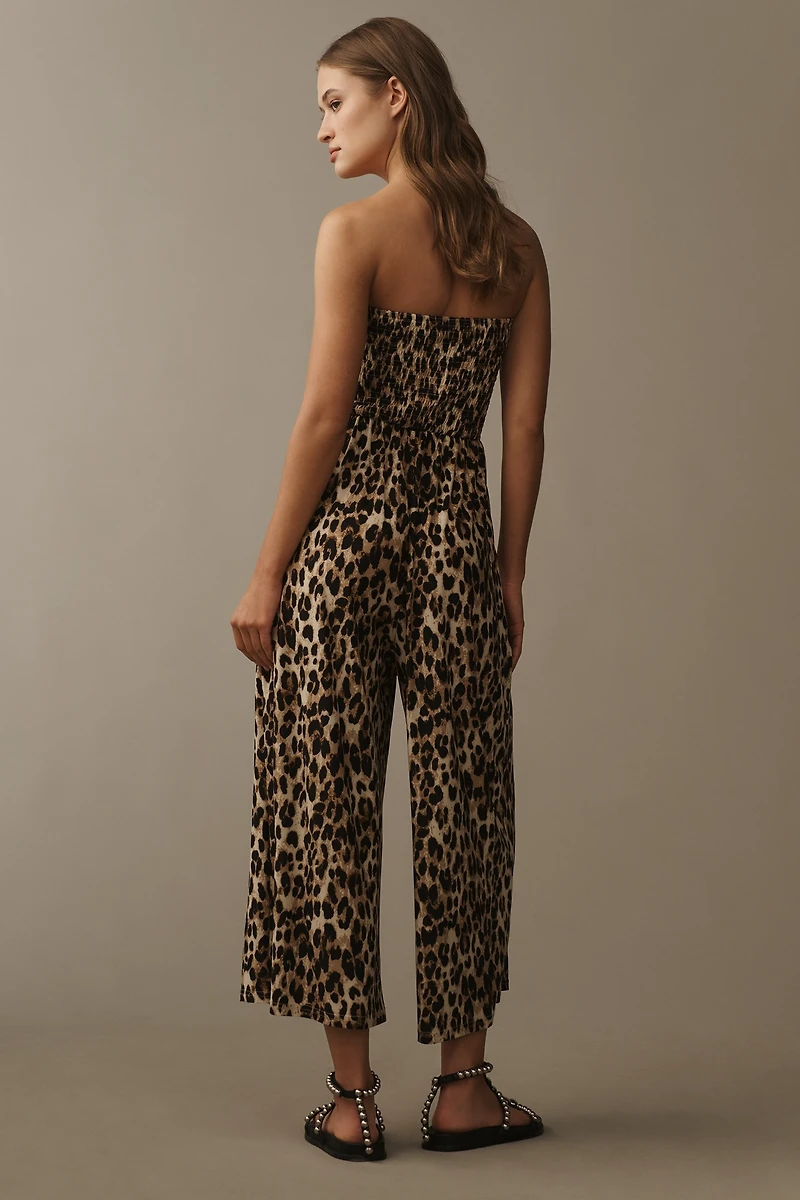 Bishop + Young Elva Strapless Tie-Front Leopard Jumpsuit