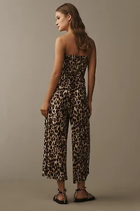 Bishop + Young Elva Strapless Tie-Front Leopard Jumpsuit