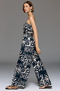 Cacay Printed Strapless Wide-Leg Jumpsuit