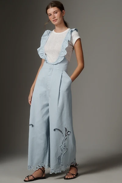 By Anthropologie Eyelet Washed Overalls