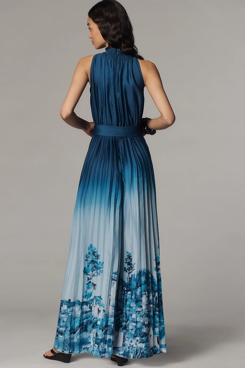 Ranna Gill Rome Pleated Mock-Neck Jumpsuit