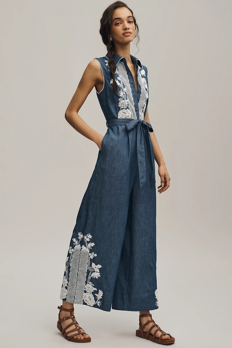 Ranna Gill Lace Denim Jumpsuit