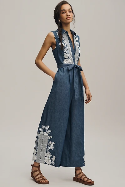 Ranna Gill Lace Denim Jumpsuit