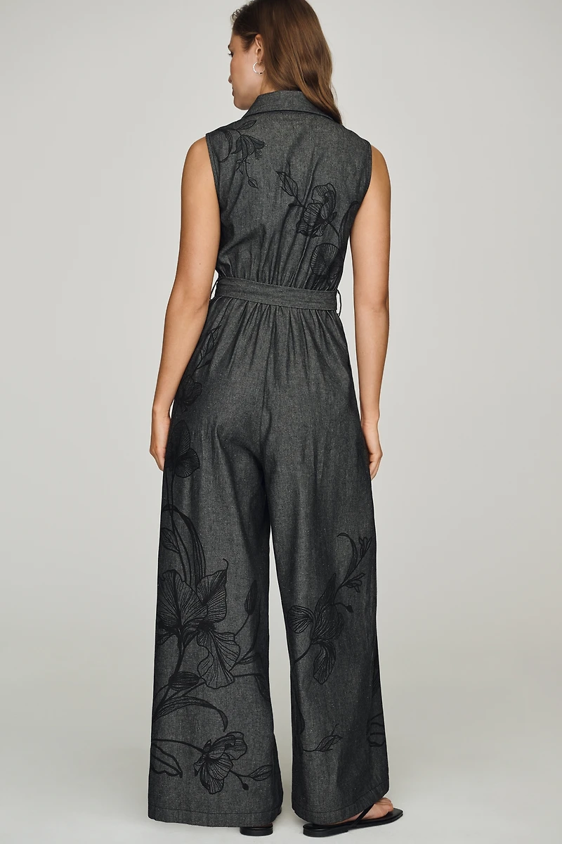 Ranna Gill Denim Wide-Leg Jumpsuit