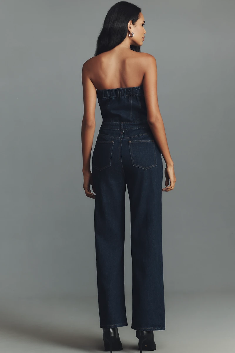 Grey Lab Strapless Corset Denim Jumpsuit