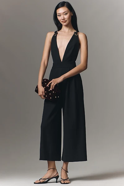 Maeve Sleeveless Deep-V Wide-Leg Jumpsuit