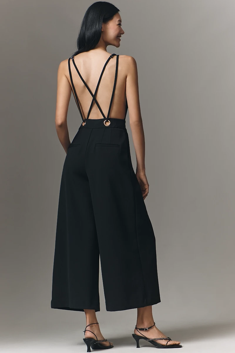 Maeve Sleeveless Deep-V Wide-Leg Jumpsuit