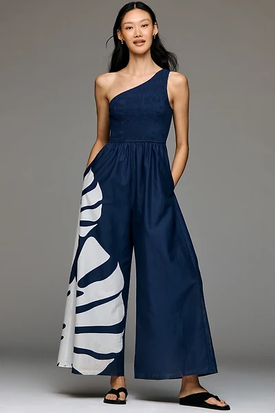 Hutch Cotton One-Shoulder Palm Jumpsuit