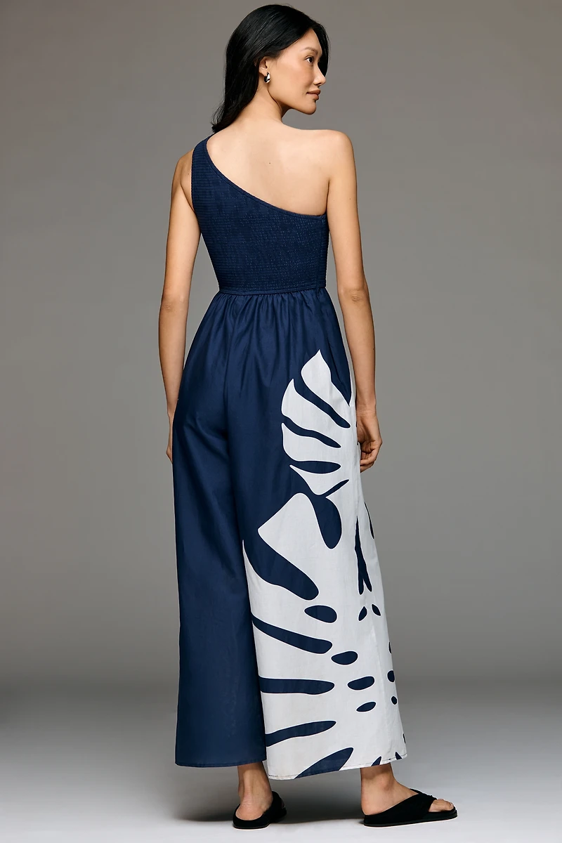 Hutch Cotton One-Shoulder Palm Jumpsuit