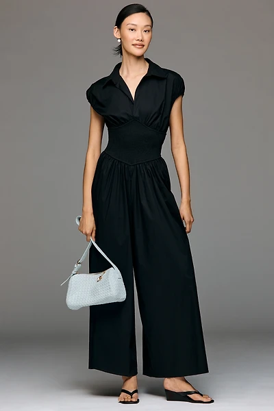 Hutch Wide-Leg Short-Sleeve V-Neck Jumpsuit