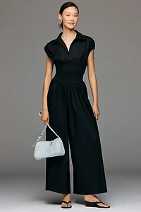 Hutch Wide-Leg Short-Sleeve V-Neck Jumpsuit