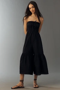 By Anthropologie Strapless Wide-Leg Jumpsuit