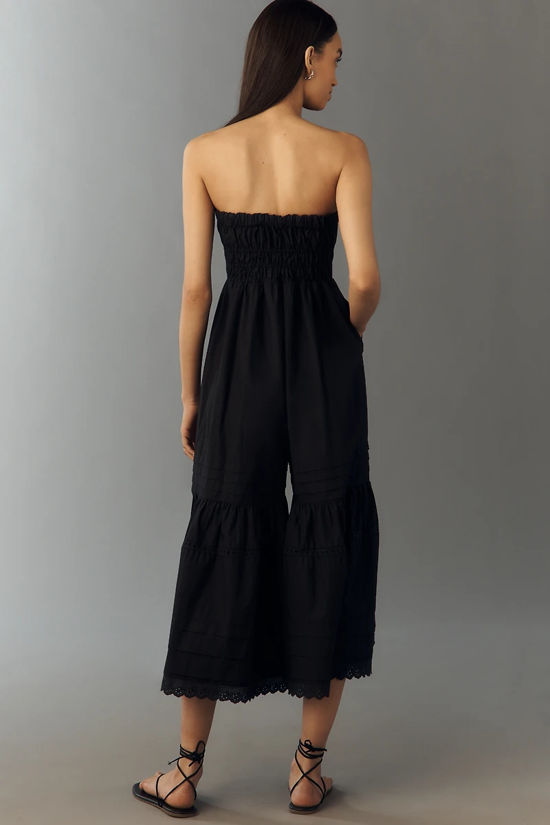 By Anthropologie Strapless Wide-Leg Jumpsuit