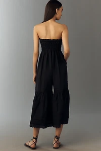 By Anthropologie Strapless Wide-Leg Jumpsuit