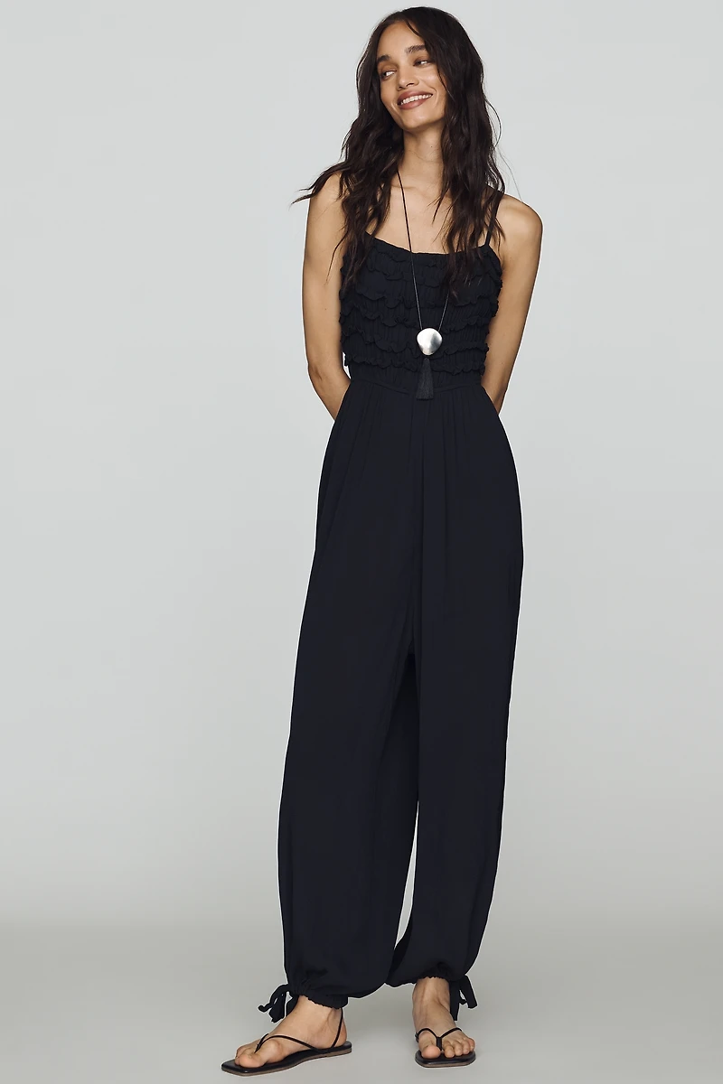 By Anthropologie Pintuck Smocked Jumpsuit