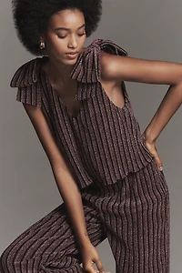 Saylor Natale Lurex Stripe Tiered Jumpsuit