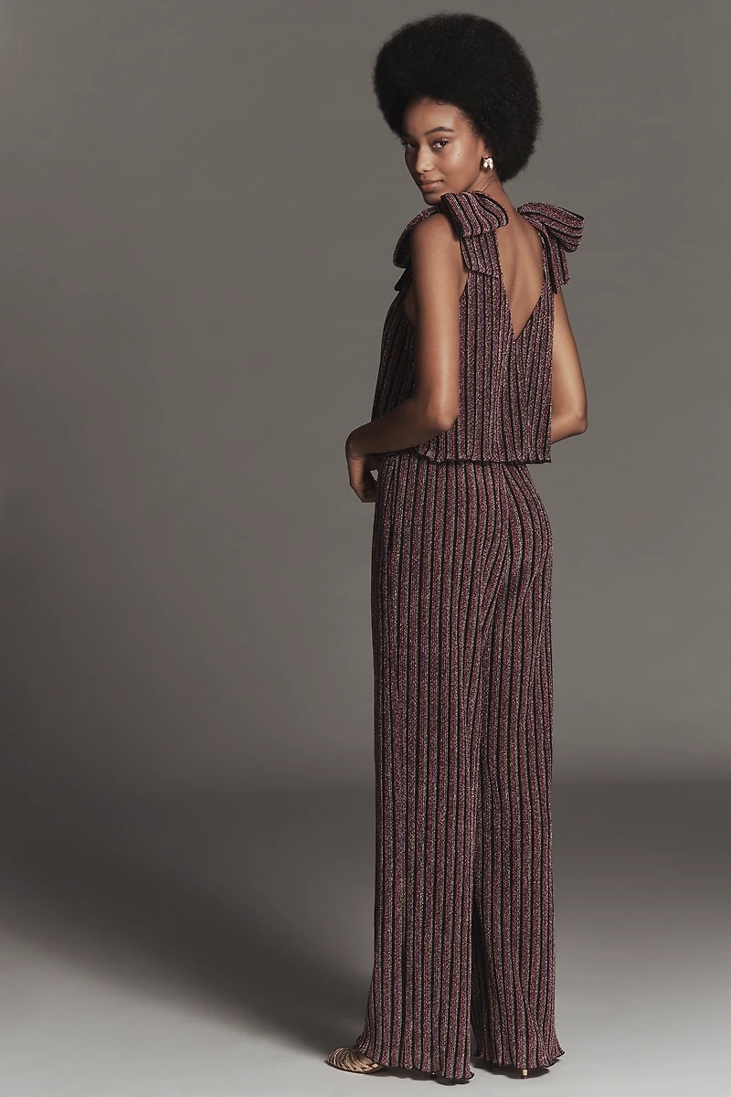 Saylor Natale Lurex Stripe Tiered Jumpsuit