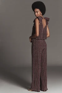 Saylor Natale Lurex Stripe Tiered Jumpsuit