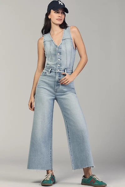 Pistola Aria Fitted Vest Crop Wide-Leg Denim Jumpsuit