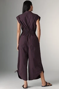 By Anthropologie Striped Shirting Parachute Jumpsuit
