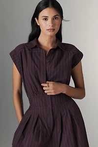 By Anthropologie Striped Shirting Parachute Jumpsuit