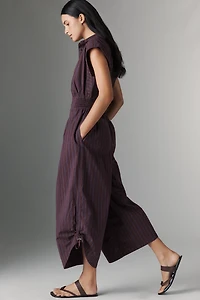 By Anthropologie Striped Shirting Parachute Jumpsuit