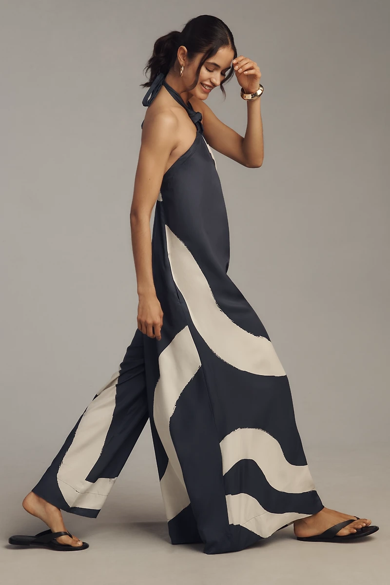 By Anthropologie Waistless Tie-Neck Jumpsuit