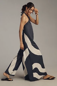 By Anthropologie Waistless Tie-Neck Jumpsuit