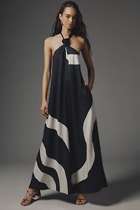 By Anthropologie Waistless Tie-Neck Jumpsuit