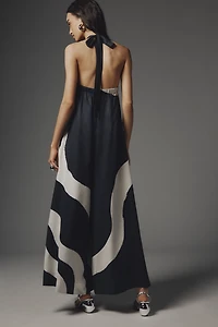 By Anthropologie Waistless Tie-Neck Jumpsuit