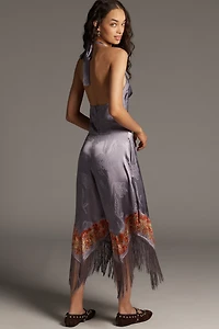 By Anthropologie Fringe Cowl-Neck Jumpsuit