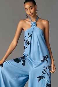 By Anthropologie Waistless Tie-Neck Jumpsuit