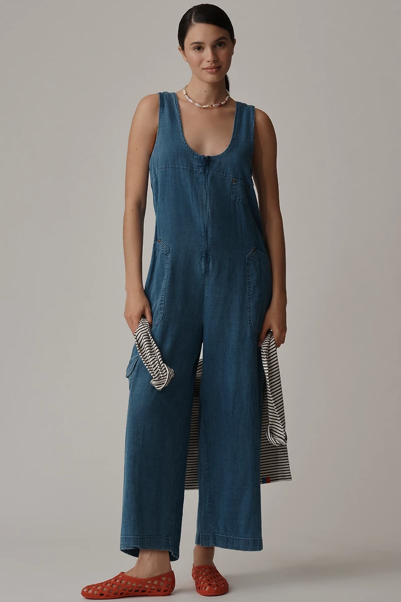 Pilcro Zip-Front Wide-Leg Overalls