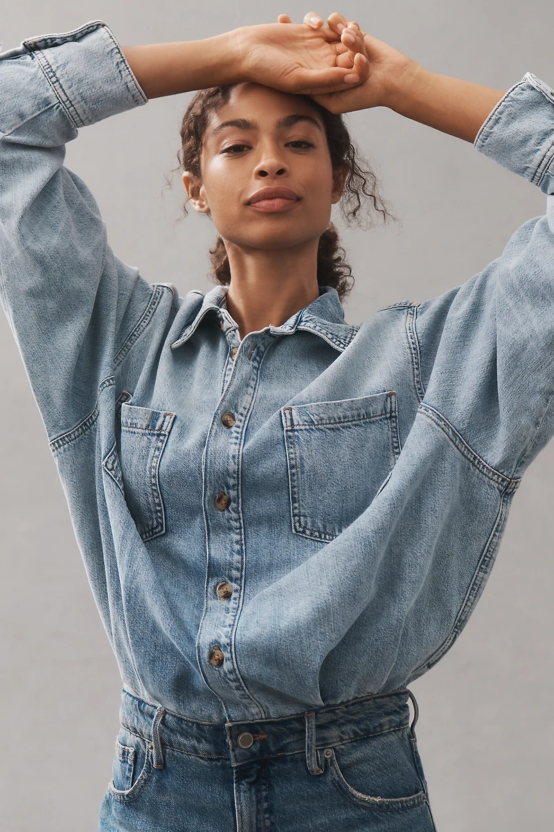 Good American Denim Shirt Jumpsuit