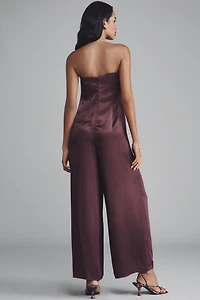 The Fleur Strapless Satin Wide-Leg Jumpsuit