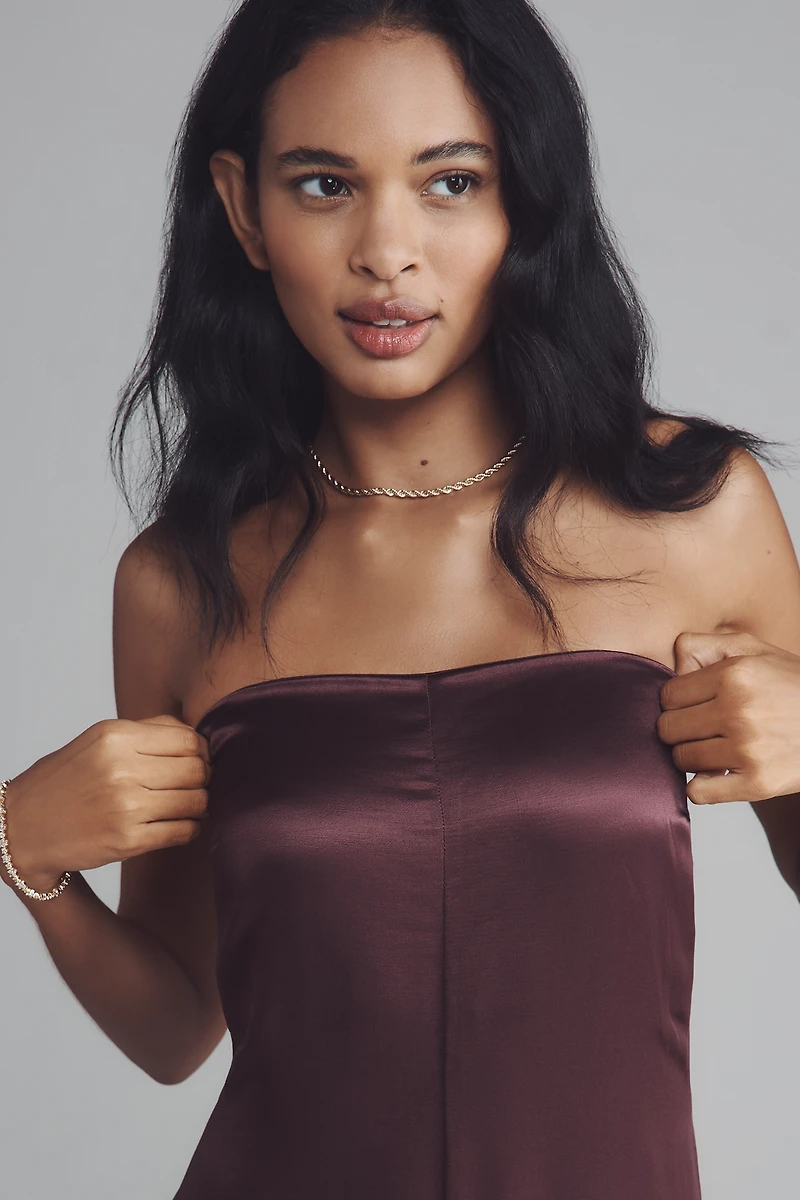 The Fleur Strapless Satin Wide-Leg Jumpsuit