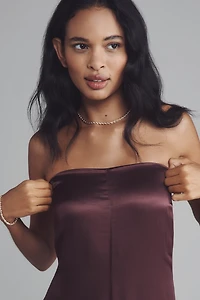The Fleur Strapless Satin Wide-Leg Jumpsuit