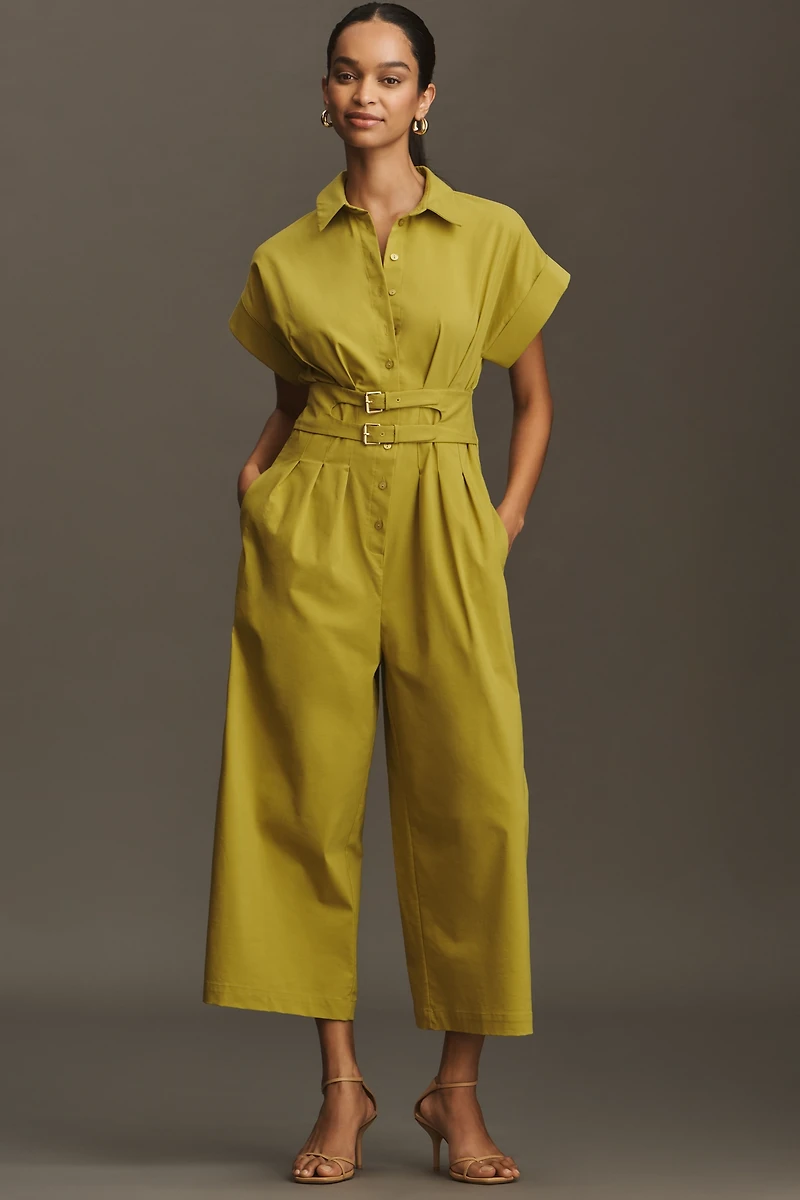 The Tobie Pleated Jumpsuit by Exquise: Double-Buckle Edition