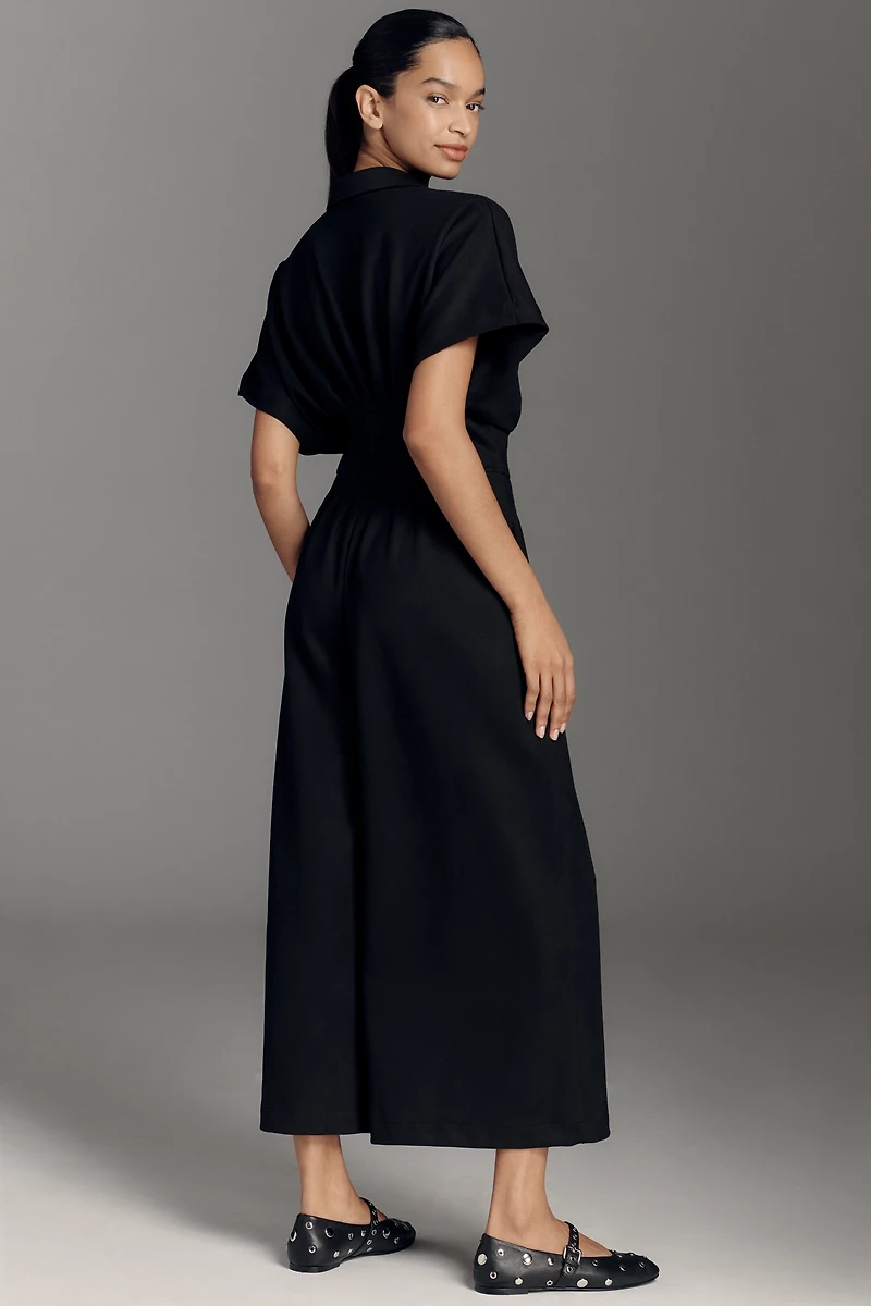 The Tobie Faux-Suede Pleated Jumpsuit by Exquise
