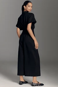 The Tobie Faux-Suede Pleated Jumpsuit by Exquise