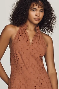 Hannah Lynn Cotton Eyelet Halter Jumpsuit
